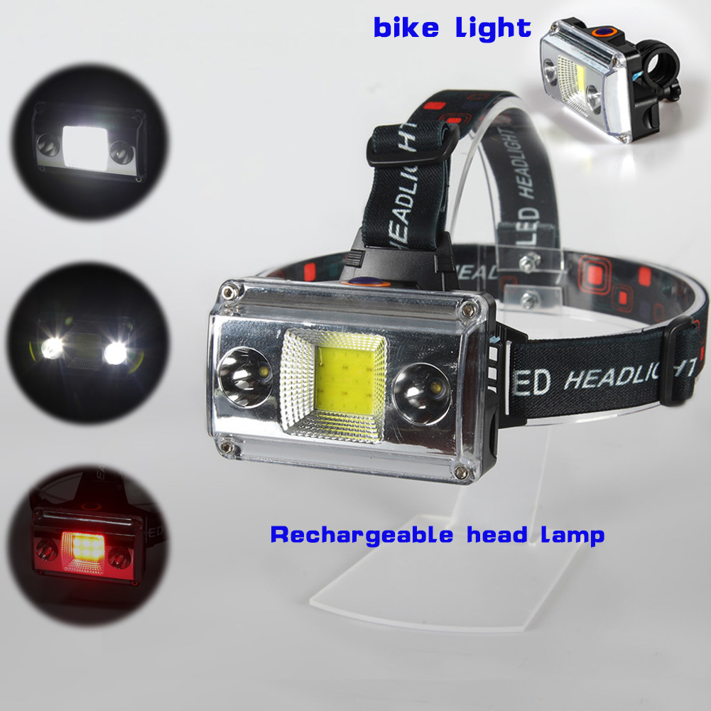 Yichen 2-in-1 Rechargeable LED Headlamp with Detachable Bicycle Light