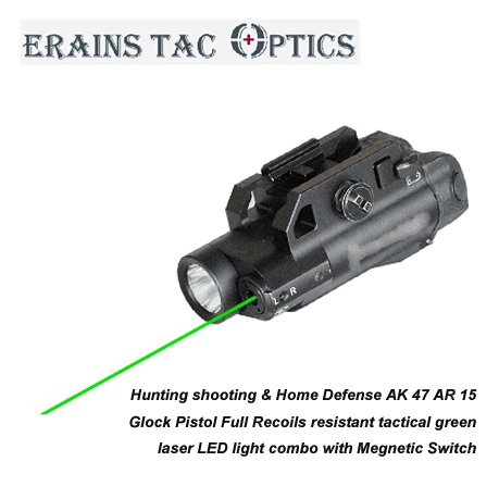 Intelligent Magnetic Switch Tactical IP64 Waterproof Rifle and Pistol LED Flashlight with Green Laser Sight