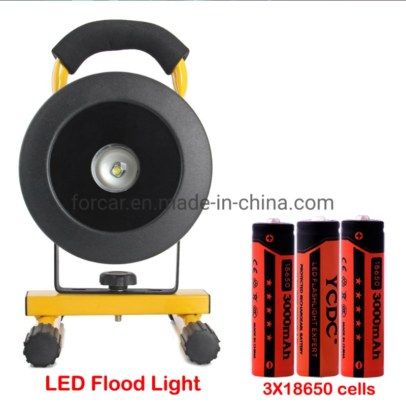 10W Portable Rechargeable Cordless LED Work Light Floodlight IP65 Waterproof Emergency Flood Lamp with Stand