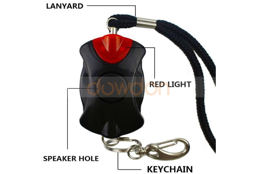 130 dB Emergency Self Defense Security Alarm with Red LED Flashlight Hanging Belt