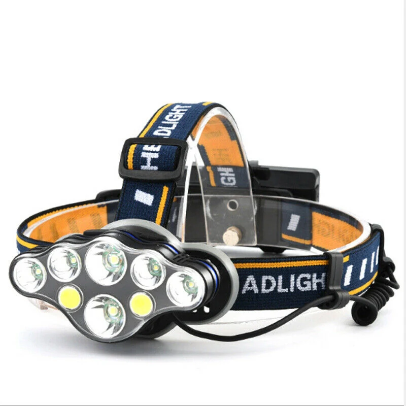 18650 Rechargeable LED Headlamp T6 COB 8 Modes Lamps Adjustable Waterproof Camping Flashlight