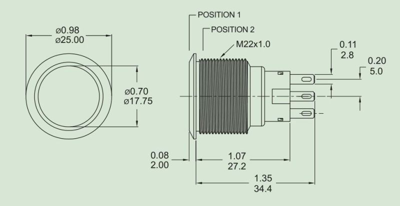 16mm White Push Button Switch with Red Button