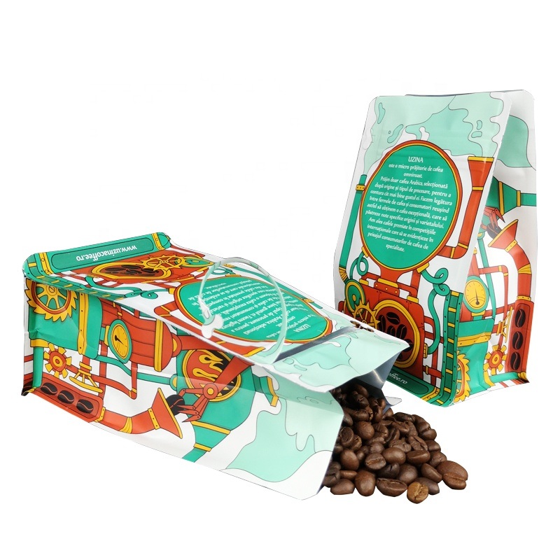 Aluminum Foil Zip Lock Bag Flat Bottom Coffee Pouch Matt Foil Pouch Zip Lock Coffee Bag with Valve
