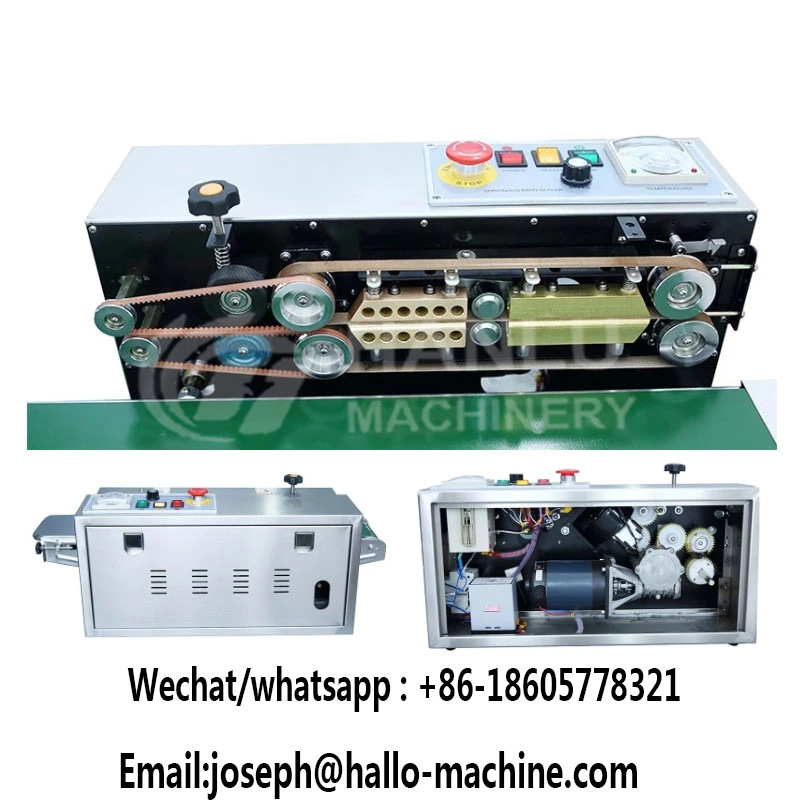 Continuous Band Sealer and Plastic Bag Sealing Packaging Machine Horizontal Wrapping Machine with Date Printing