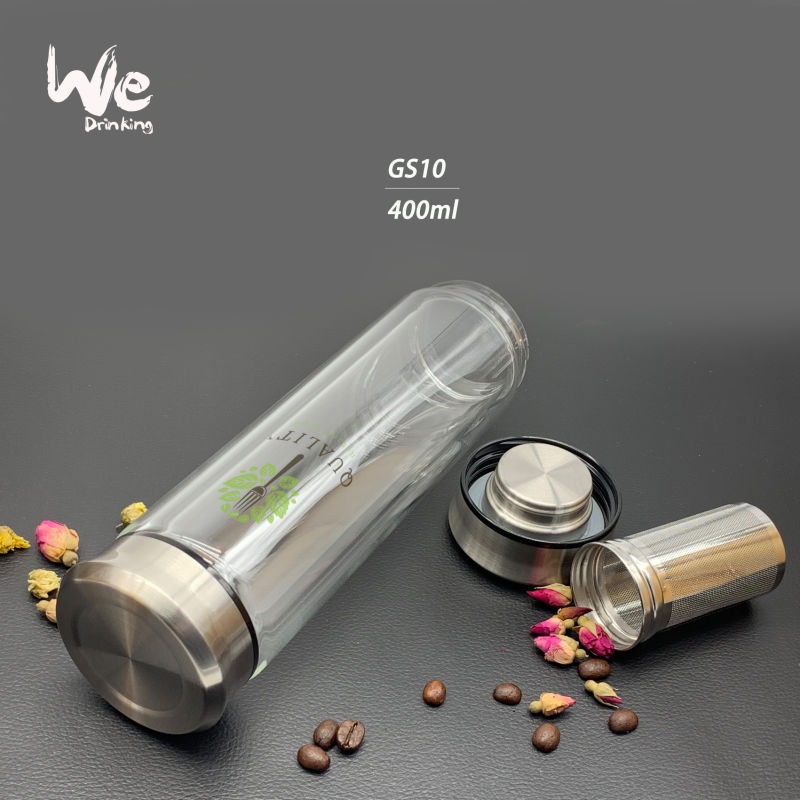 Glass Tea Infuser Tumbler with 2 Caps for Loose Leaf Tea Infuser