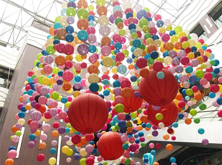 Factory Wholesale Spot 30 Colors Decorative Round Chinese Paper Lanterns 10 Big Size Assorted Sizes Paper Lanterns for Wedding Birthday Bridal Baby Shower