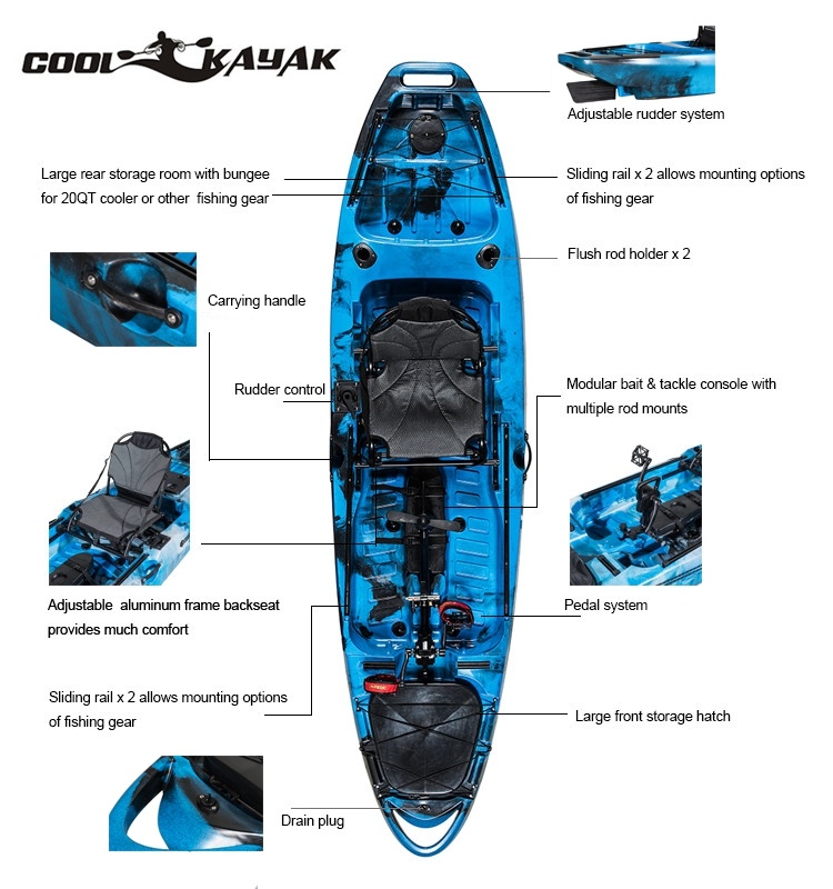 China Factory Kayak Fishing 10FT Kayak with Pedals