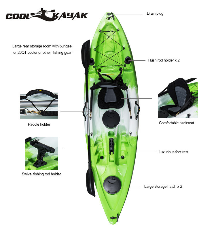 Single Person Recreational Plastic Boat Fishing Kayak