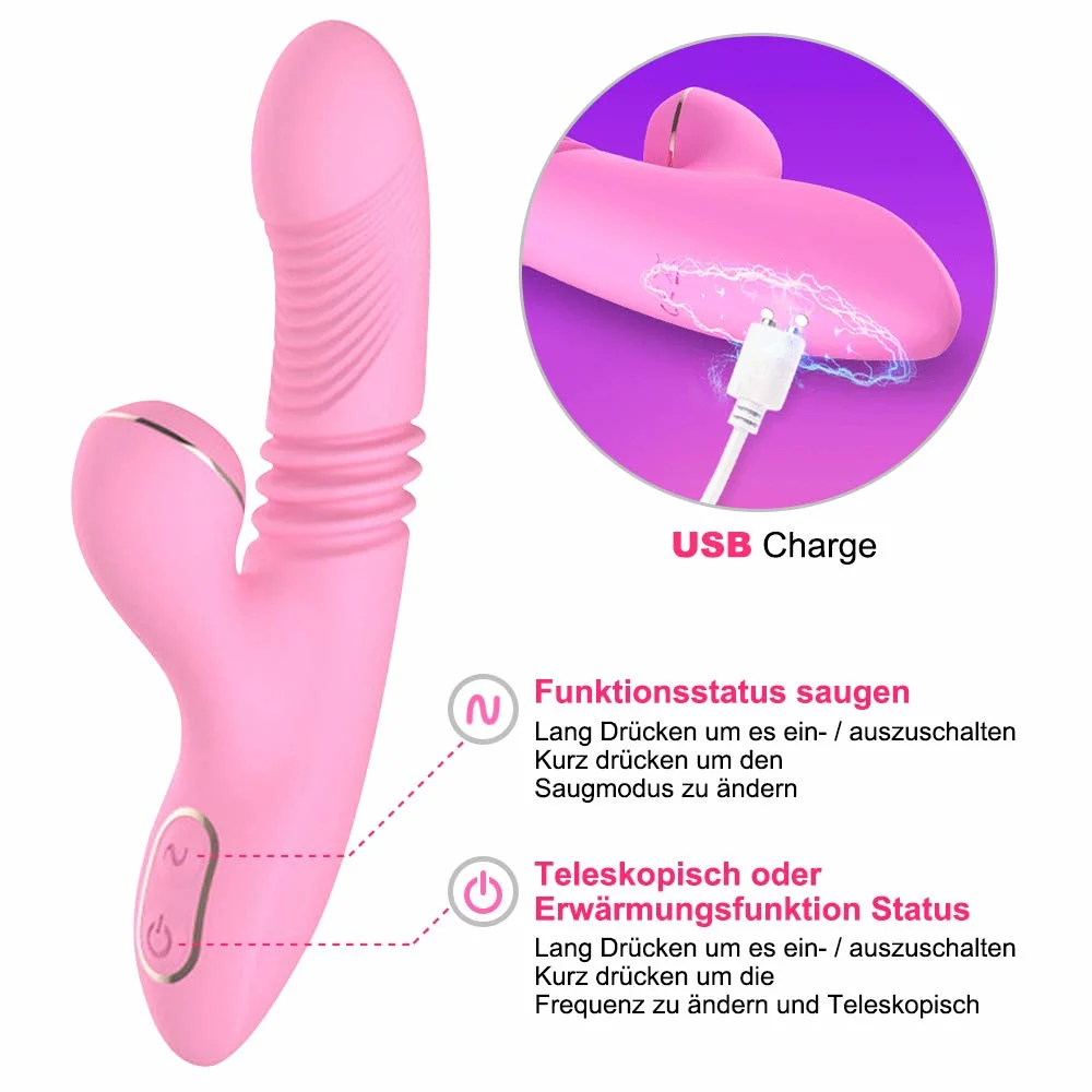 Magic Wand Nipple Sucking Vibrating G Spot Thrusting Clit Sucker Vibrator