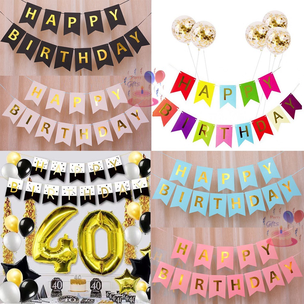 Happy Birthday Banner Party Decorations Paper Birthday Bunting Flag Banner