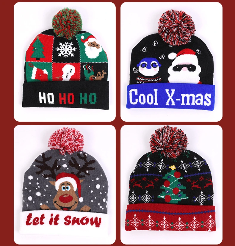 Christmas Hat Holiday Gift Light Knitted Winter Warm Hat Children's Jacquard Christmas Hat