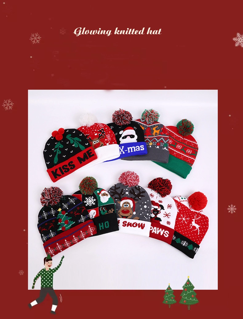 Christmas Hat Holiday Gift Light Knitted Winter Warm Hat Children's Jacquard Christmas Hat