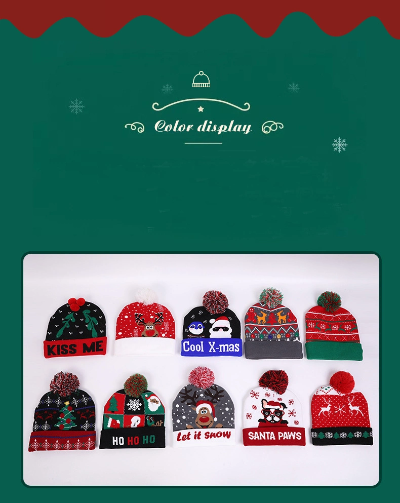 Christmas Hat Holiday Gift Light Knitted Winter Warm Hat Children's Jacquard Christmas Hat