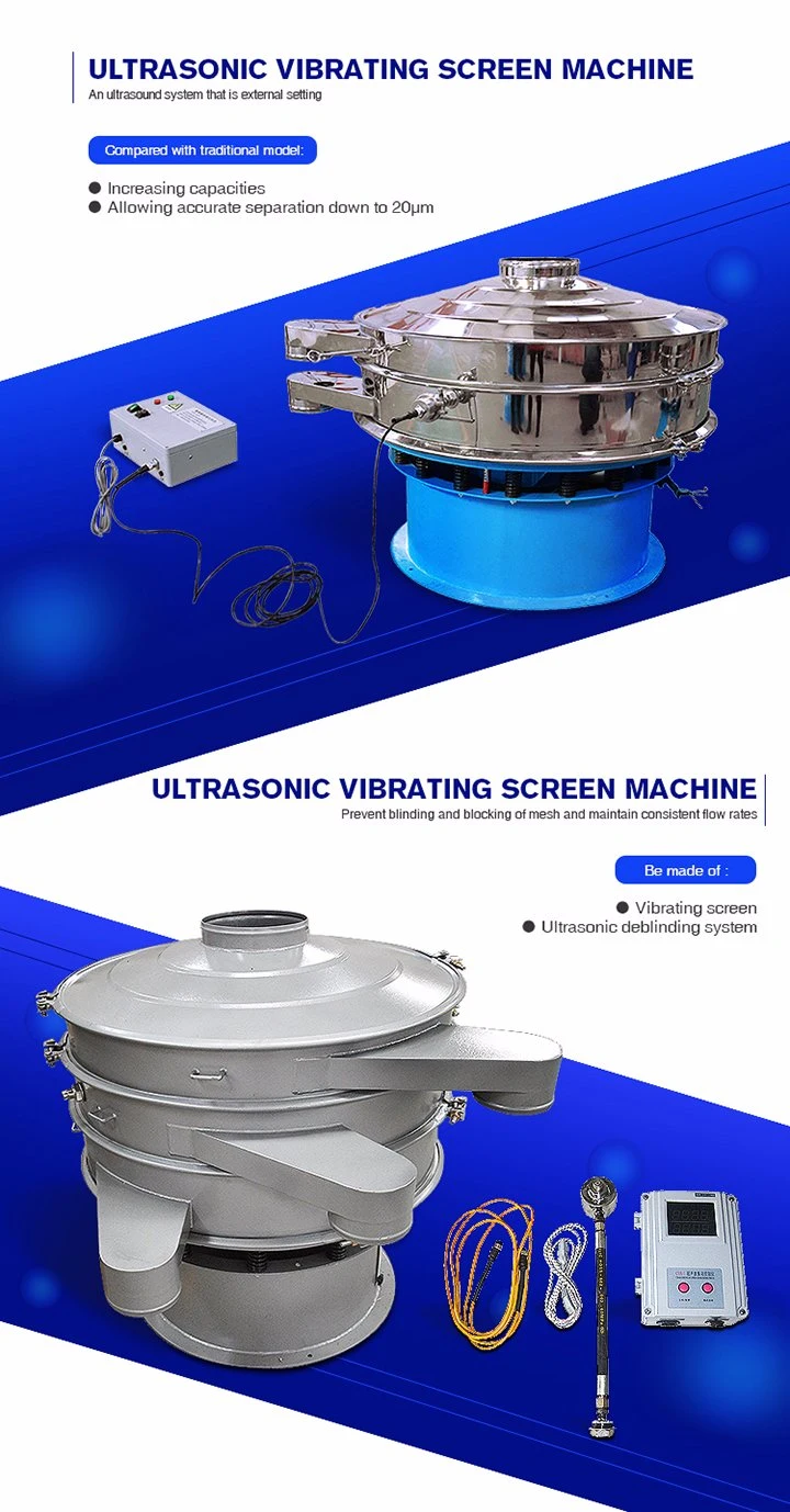 Professional Fine Powder Ultrasonic Rotary Vibrating Screen with Generator