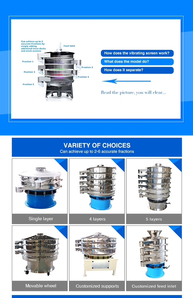 High Efficiency Industrial Circular Rotary Flour Vibrating Screen Sieve