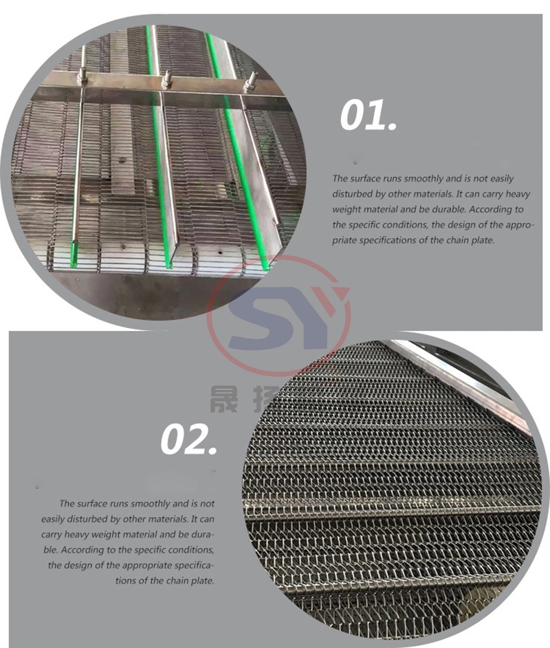 Stainless Steel/PVC Metal Grid Flat Belt Conveyor Machine for Meat Products Processing