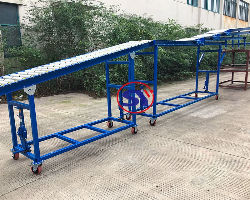 Truck Unloading Equipment Extended Telescopic Loader Roller Conveyor Roll Table Conveyor