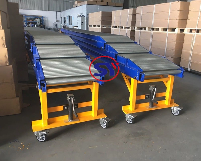 Truck Unloading Equipment Extended Telescopic Loader Roller Conveyor Roll Table Conveyor