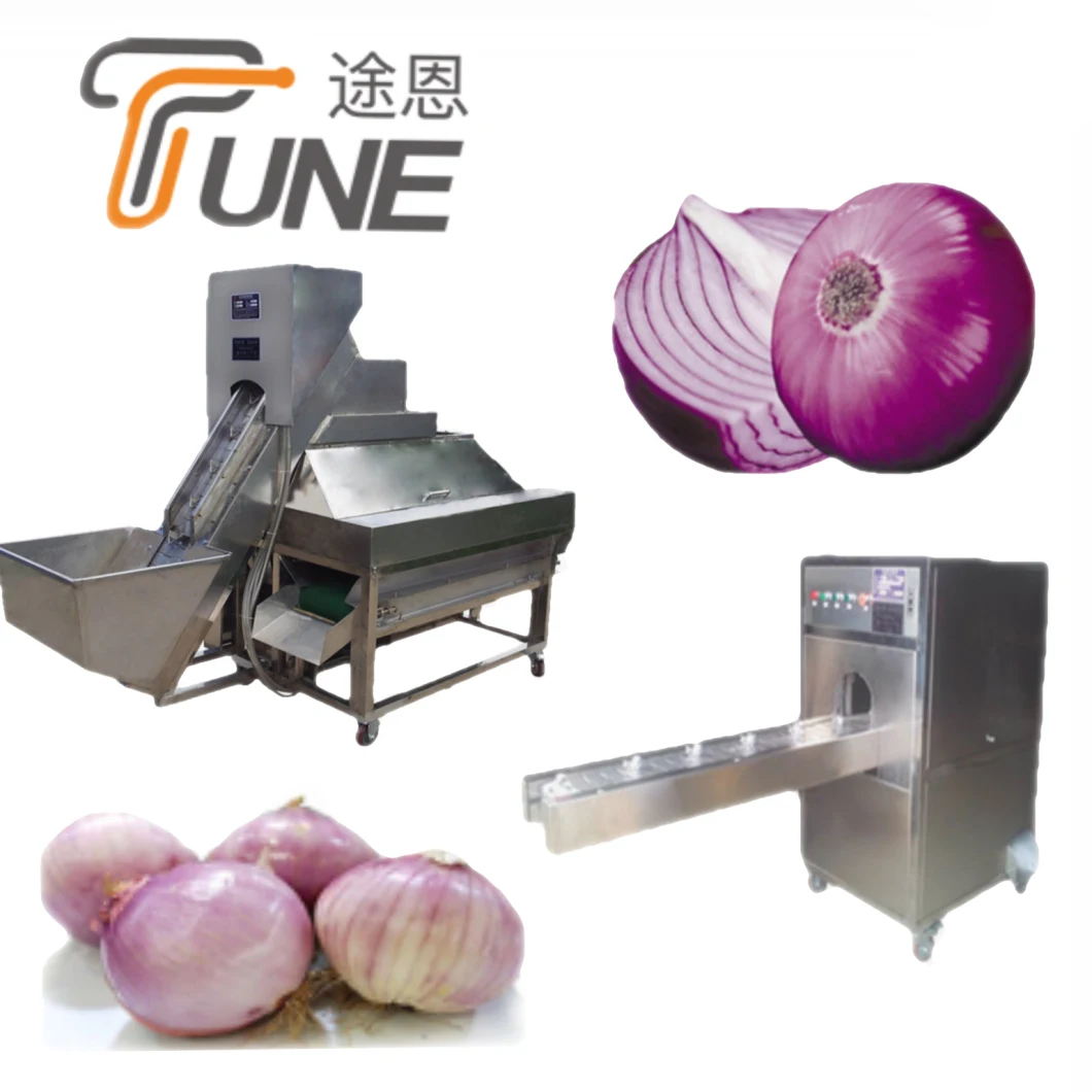 Fully Automatic Three Conveyor Belt Onion Peeling and Cutting Machine