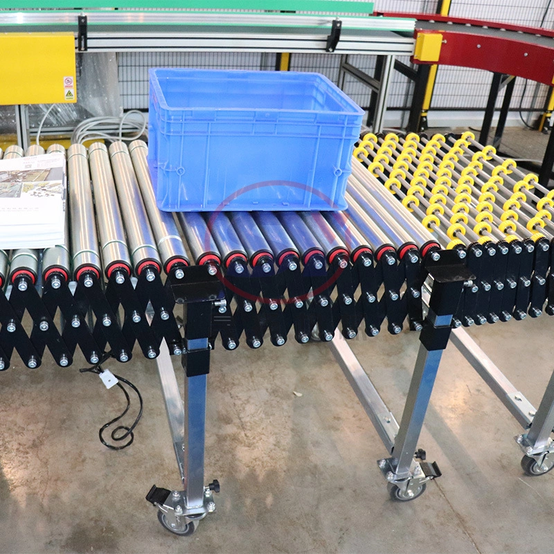 Mobile Gravity Extendable Stainless Steel Roller Conveyor Table for Food Tray Conveying