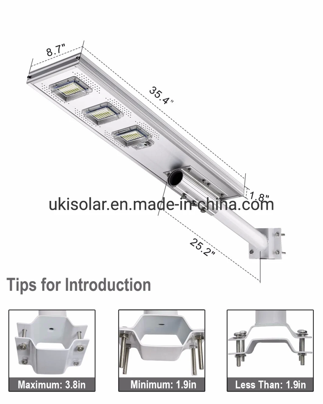 Ukisolar China Suppliers LED Factory Lighting Housing IP66 All in One Solar LED Street Light