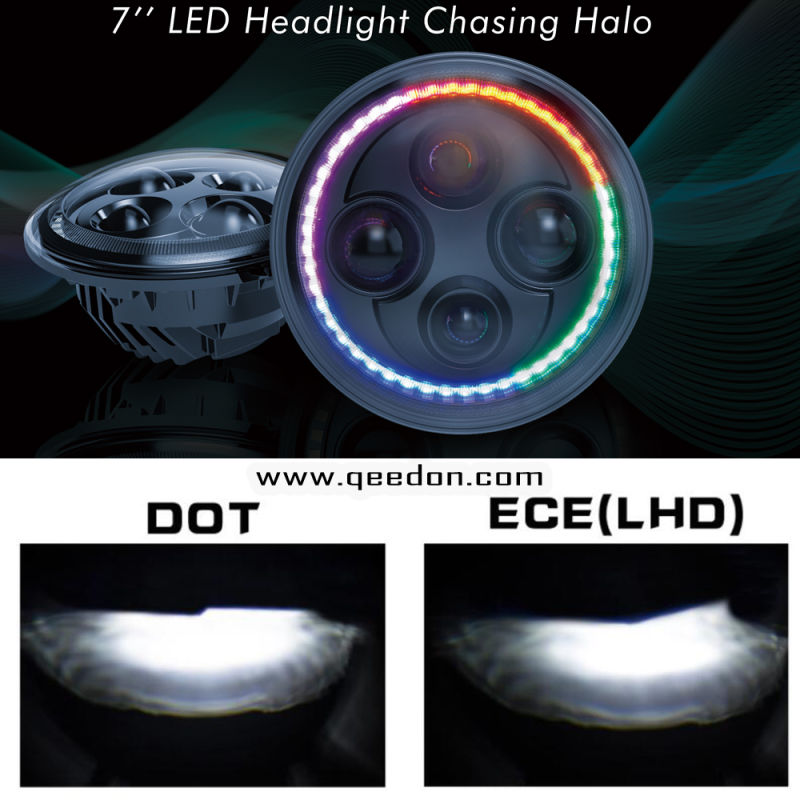 DOT/SAE APP Controlled LED Headlights with Hi/Low Beam RGB Color Changing Halo