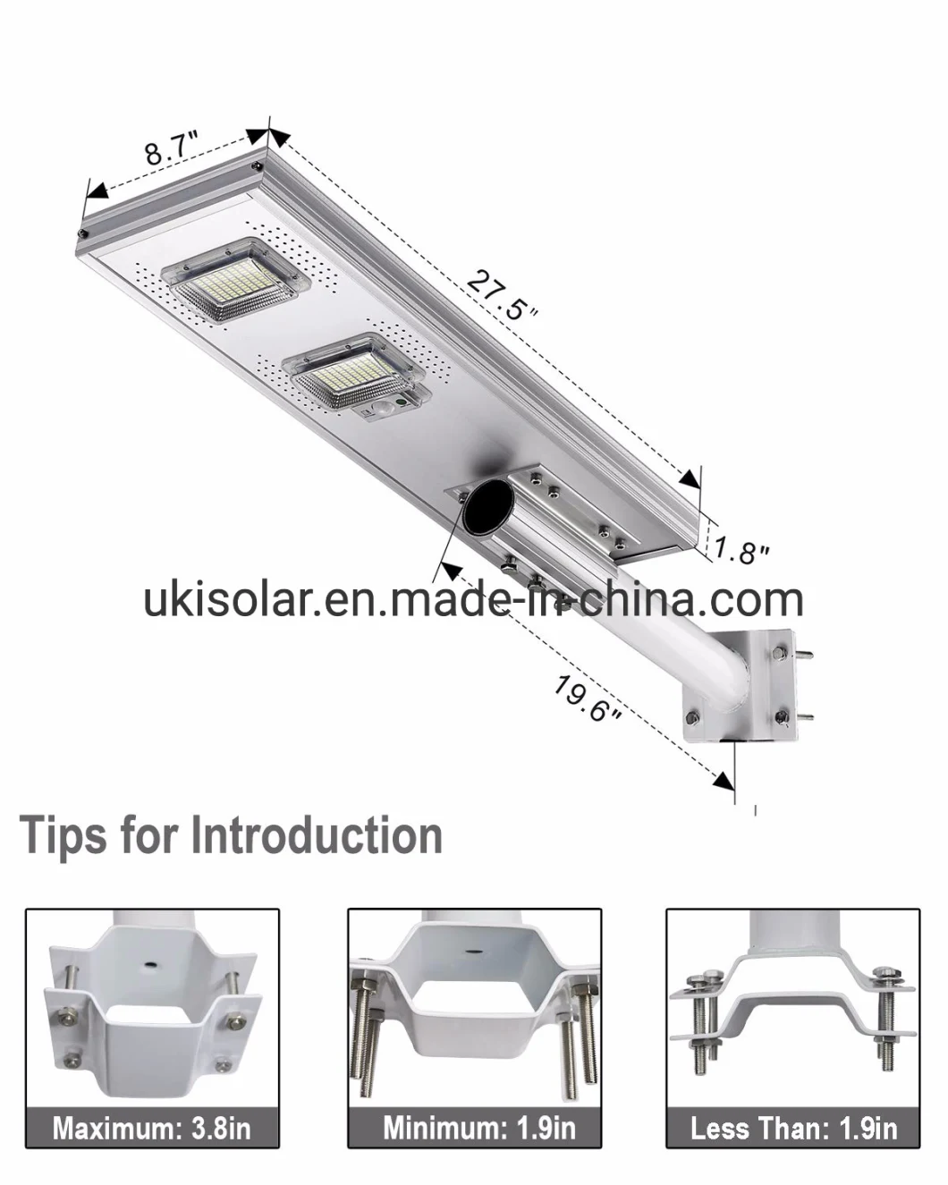 Ukisolar China Suppliers LED Factory Lighting Housing IP66 All in One Solar LED Street Light