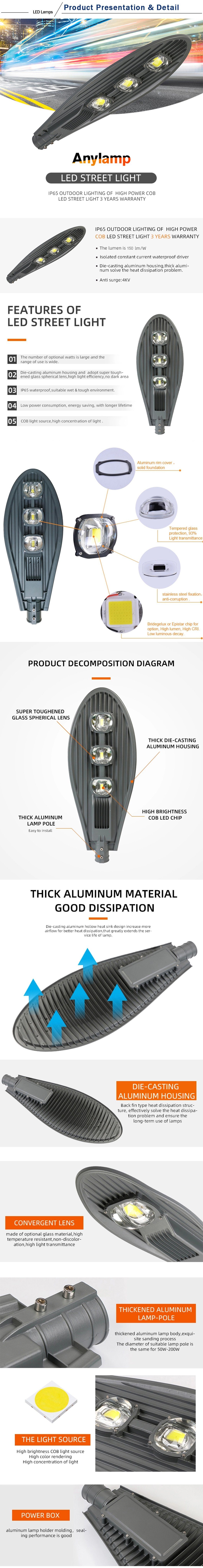 Wholesale 90W Outdoor IP65 Bridgelux COB LED Street Light Manufacturers