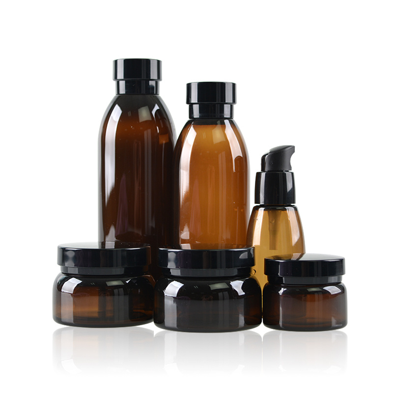 Grade Amber Pet Plastic Cosmetic Bottle and Jar Container