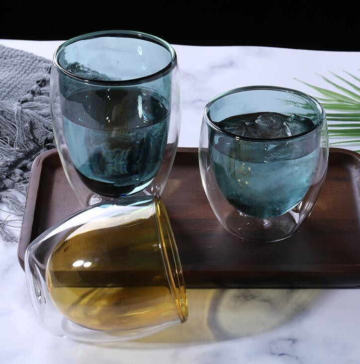 Hand Made Colorful Double Wall Glass Cups, Double Wall Glass Coffee Cups