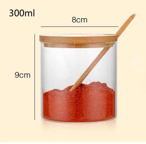 Frosted Borosilicate Packaging Bamboo Bamboo Lid Glass Storage Jar with Wood Cork Lid