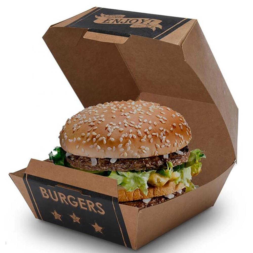 Factory Promotion Paper Burger Box Standard Size for Fast Food Grade Box Cardboard Paper Hamburger Box