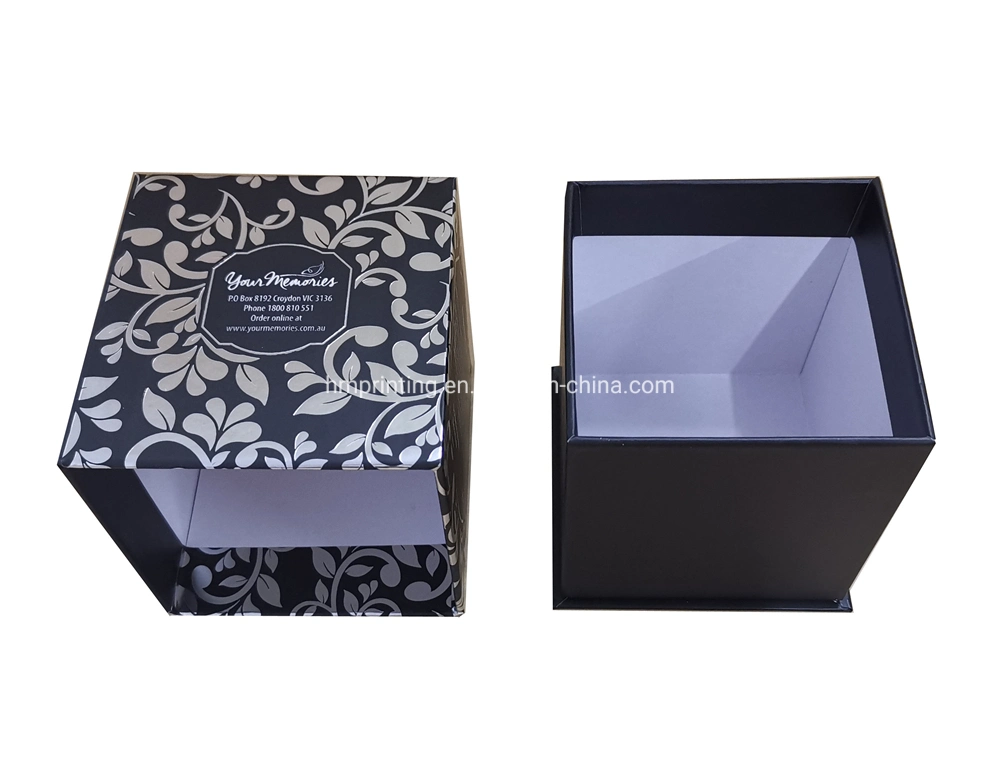Wholesale Black Paper Gift Box Luxury Candle Packaging with Custom Logo Printing