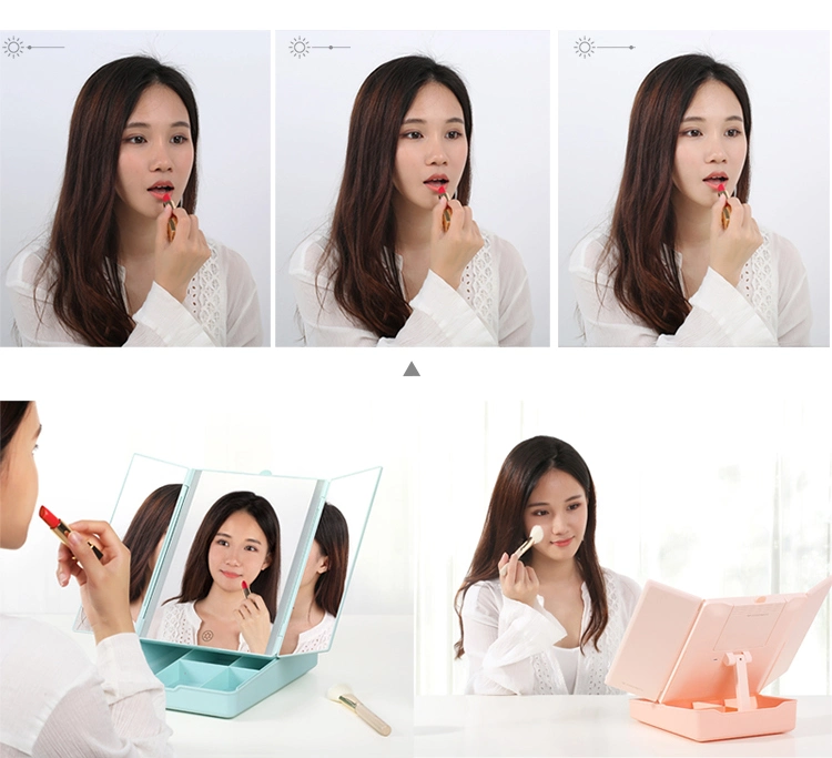 Hot Sale Salon Furniture Professional LED Makeup Storage Box Home/Hotel Light Mirror