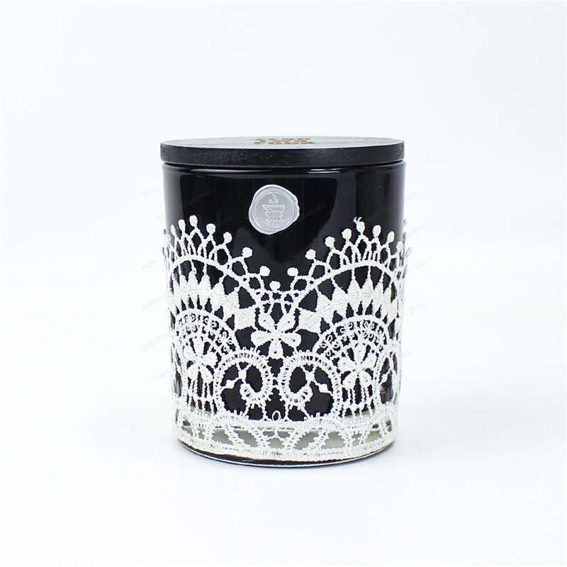 8oz Empty Matte Black Glass Candle Jar with Box