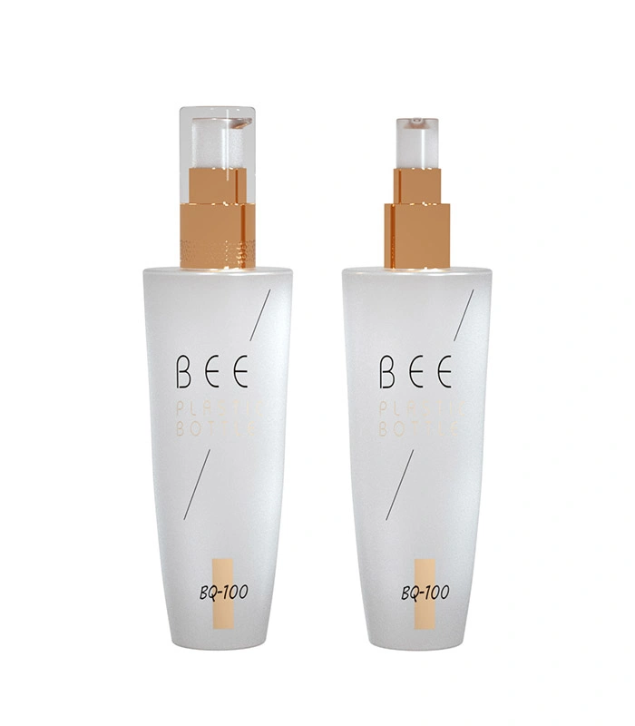 Hot Stamping Body Lotion Skin Care Plastic Cosmetics Packaging Bottle with Pump (BQ-100)
