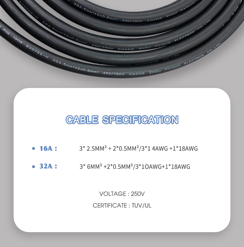 3kw 16A Type2 IEC 62196 Evse Charger EV Charging Portable