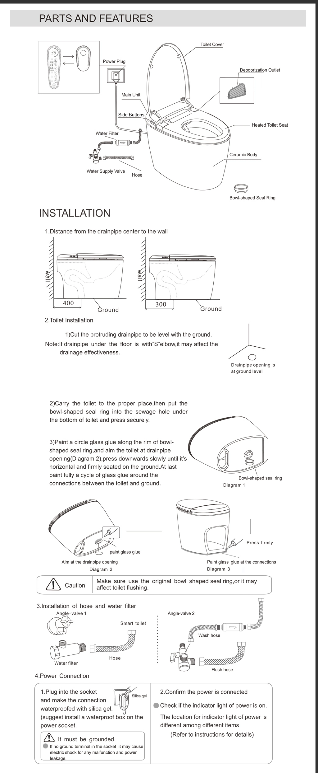 High Quality Bathroom Temperature Adjustable Wc Electric Smart Toilet