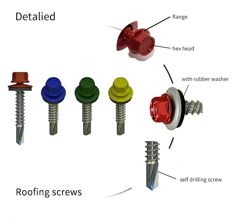 Wholesale 5 Color Painted Titanium Bolt Metal Flange Hex Head Self Drilling Screw/Stainless Steel Screw