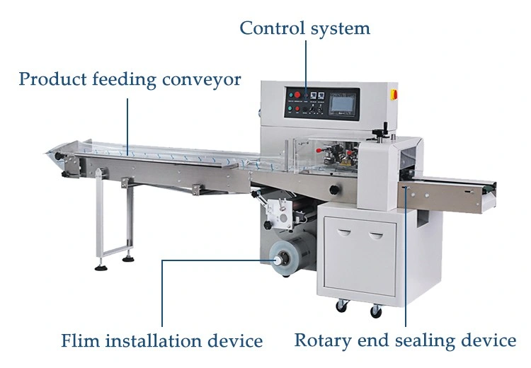 Automatic Bread Noodles Flowpack Packing Machine Biscuit Pillow Packaging Sealing Machine