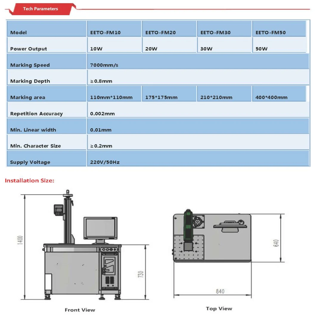 20W Fiber Laser Marking Machine for Metal Marking