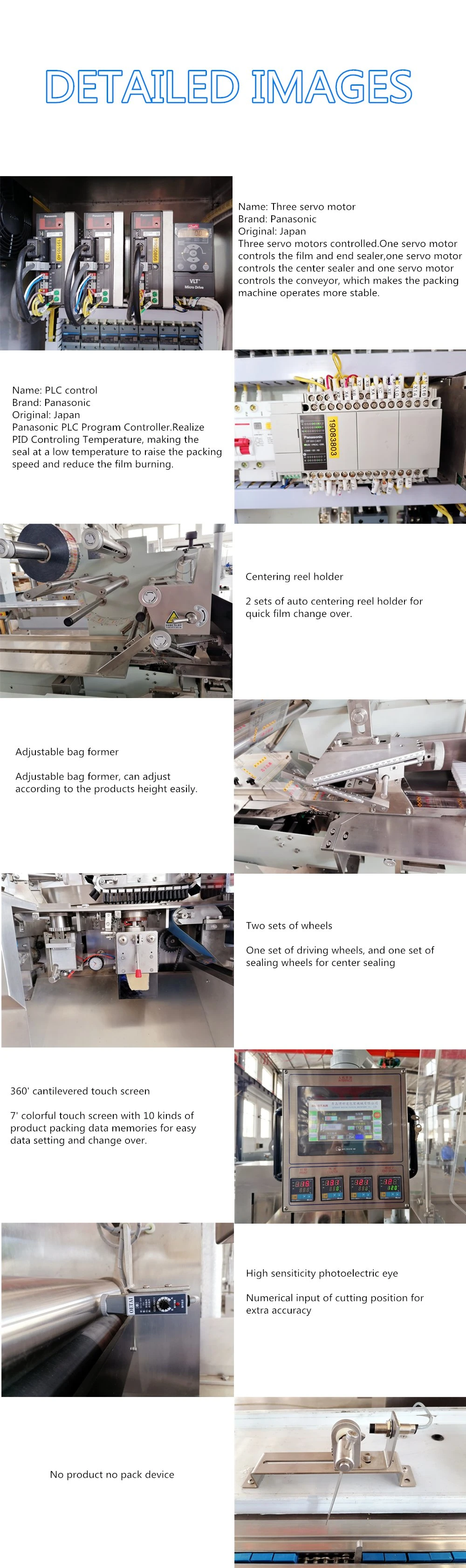 Automatic Full Servo Horizontal Automatic Pouch Bread Burgers Packing Machine Food Pillow Packaging Machine