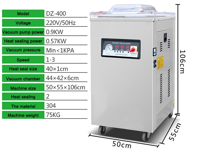 Dz-400 Automatic Commercial Packing Sealer Single Chamber Meat Fish Chicken Vacuum Packaging Machine for Packer