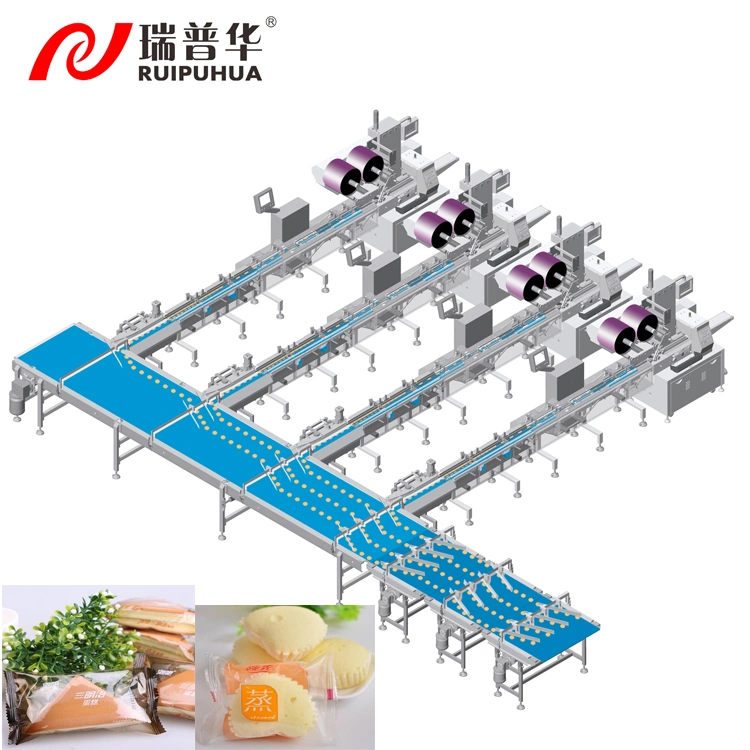 Four Lines High Speed Automatic Steamed Cake Packing Machine