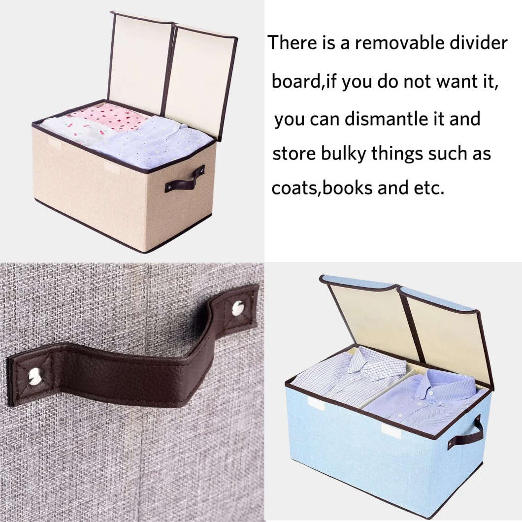 Larger RPET Storage Cubes Linen Fabric Foldable Collapsible Storage Cube Bin Organizer Basket with Lid