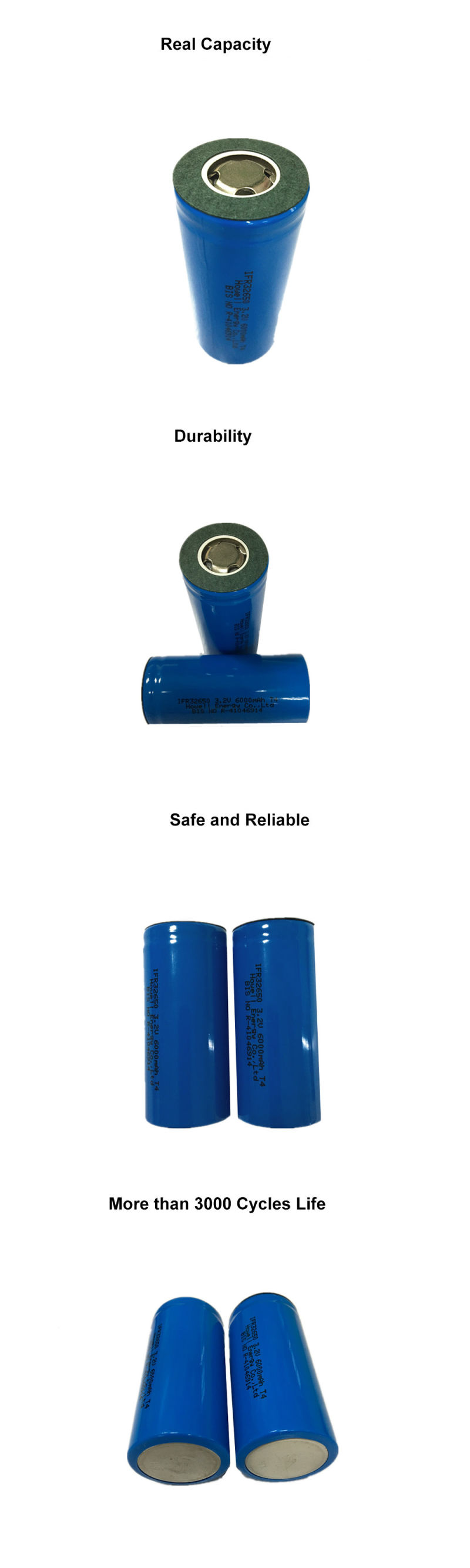 Rechargeable 32650 LiFePO4 Battery for Electric Vehicle/Car/Forklift/Bike/Scooter/Tricycle