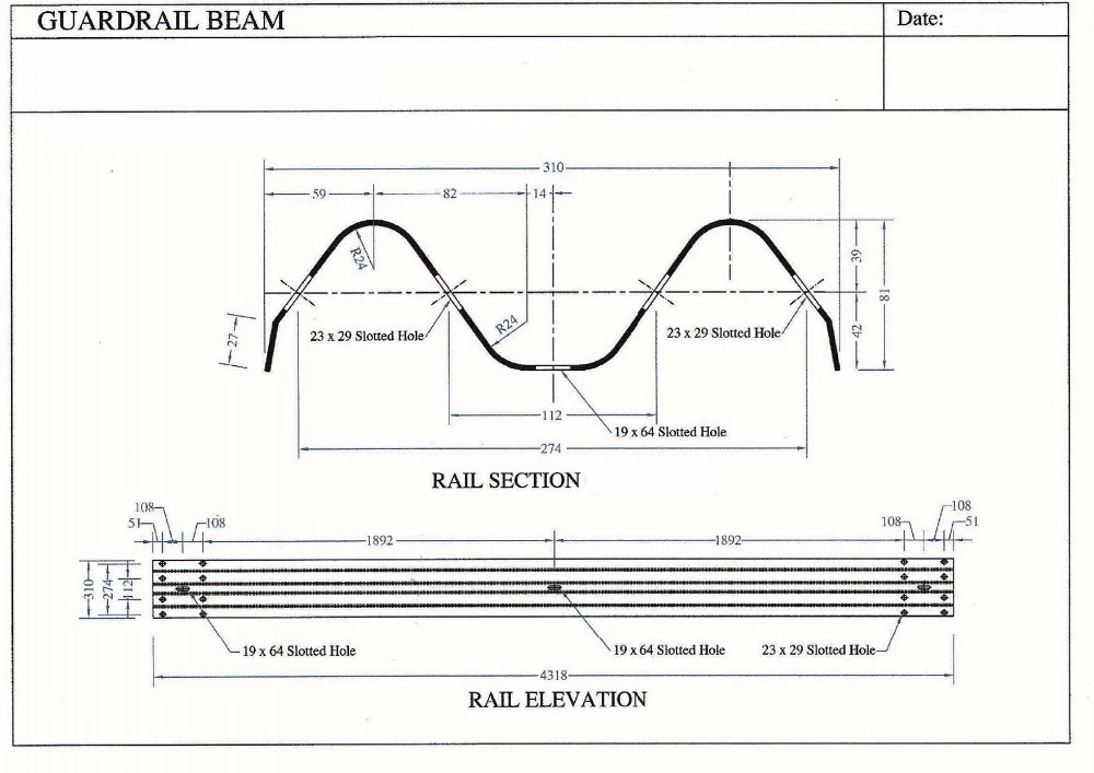 Aashto W Beam Guardrail Thrie-Beam Highway Guardrail Factory Price Metal Crash Barrier