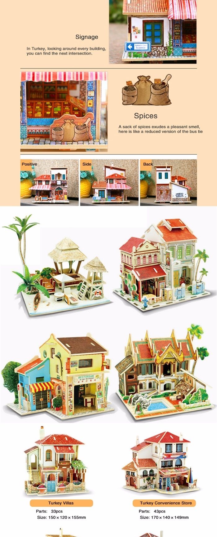 Children Early Learning Educational Wooden 3D Puzzle Doll House Assemble Puzzle Toys