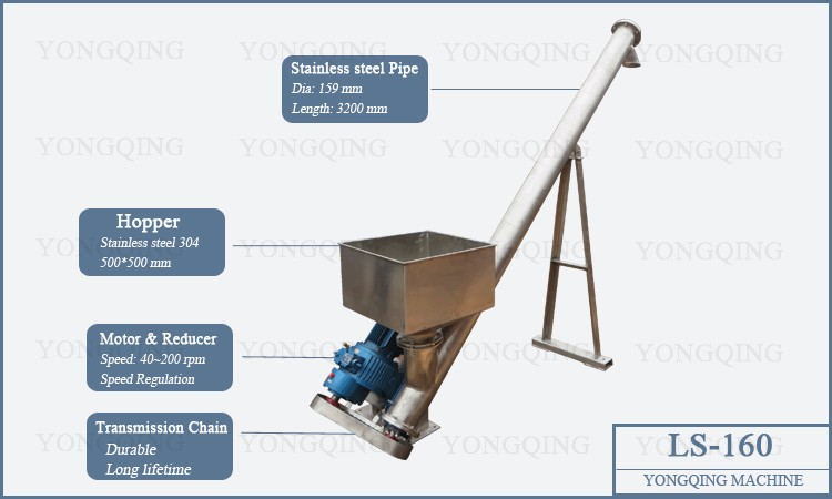 Inclined Stainless Steel Grain Auger Conveyor