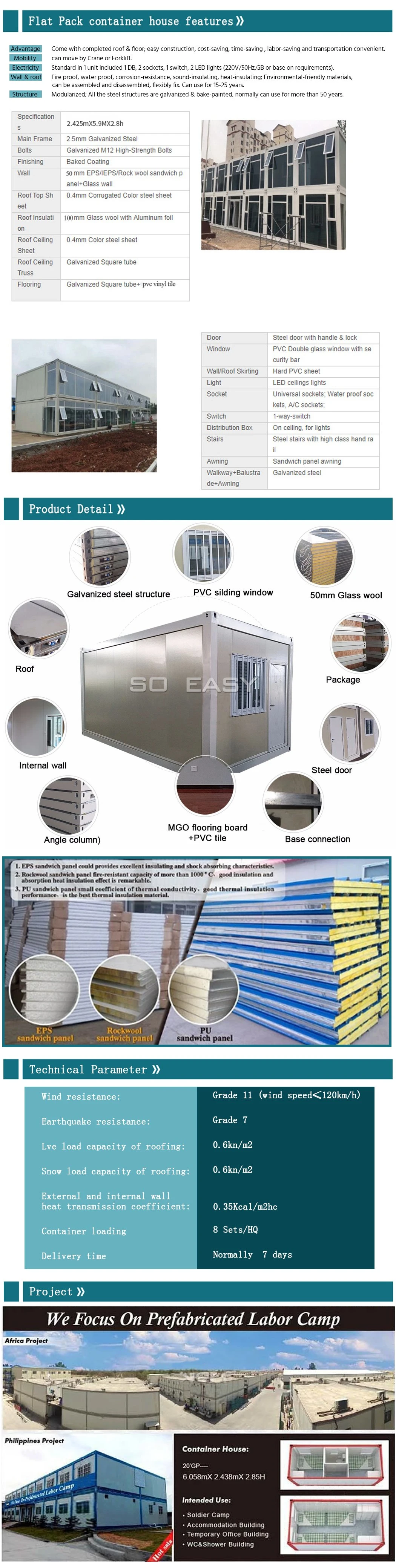 Low Cost Flat Pack Container Houses Made From Shipping Containers